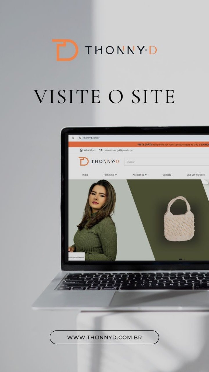 Fachada do site Thonny-D com destaque para o ambiente físico da confecção de roupas femininas