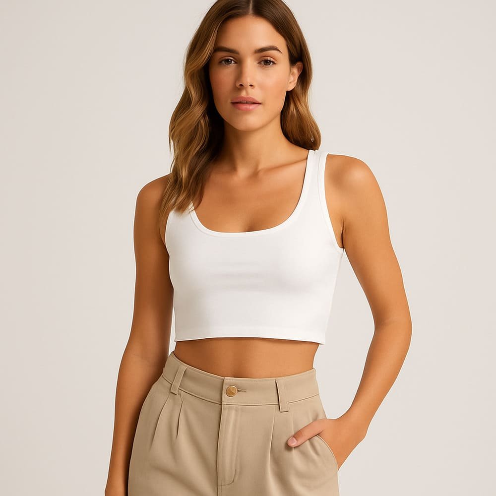 O cropped é uma blusa encurtada que valoriza a silhueta e se adapta a vários estilos de looks